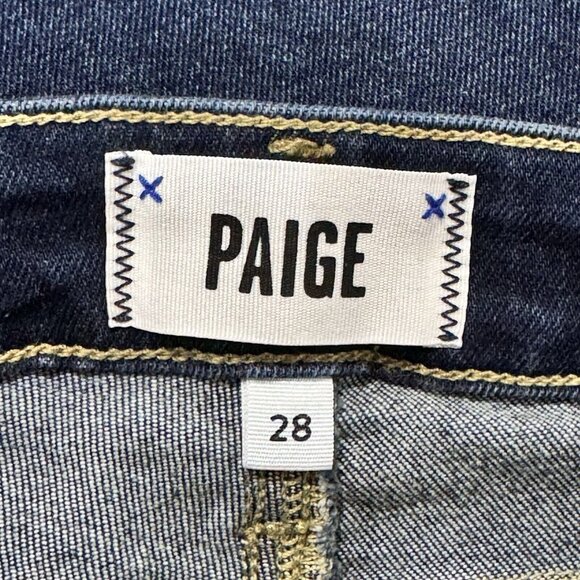 Paige Verdugo Ankle Jeans Womens 28 Stretch Distressed Raw Hem Dark Wash Denim - Picture 4 of 13